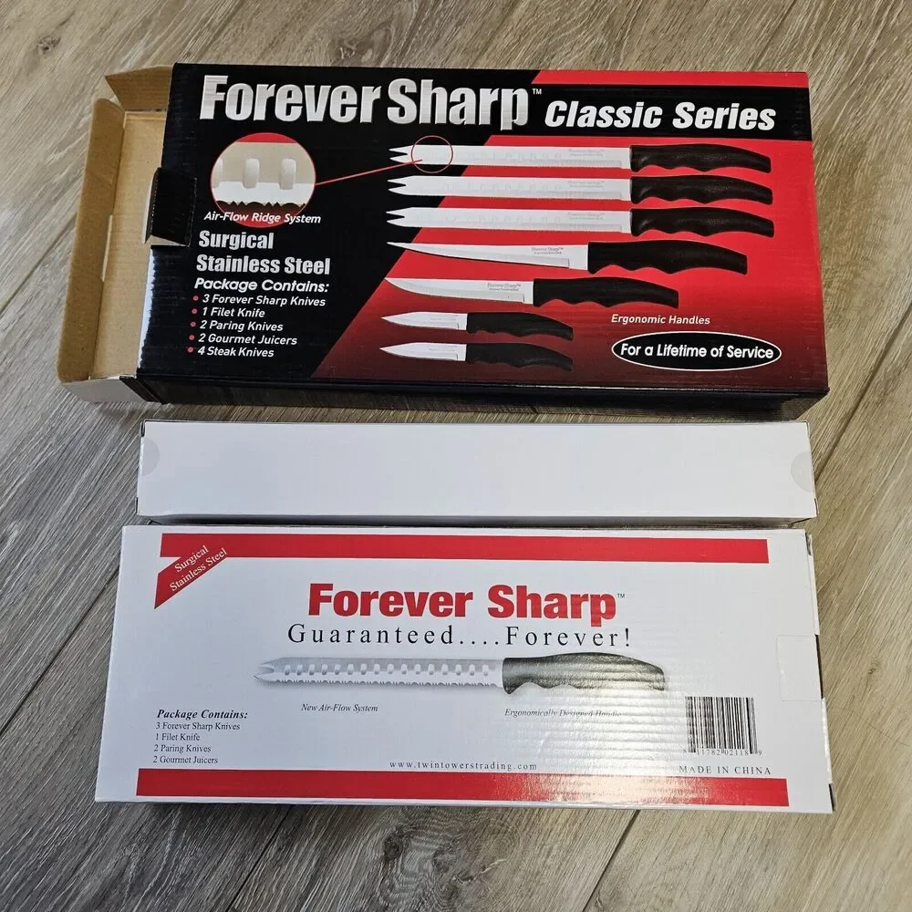 Forever Sharp 12 Piece Knife Set Classic Series Surgical Stainless Steel Blades
